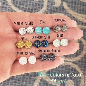 KÖP 1 FÅ 1 GRATIS! Druzy örhängen 8 mm, Hypoallergena örhängen, Druzy örhängen, Glänsande örhängen, Brudtärneörhängen, Eleganta örhängen för henne