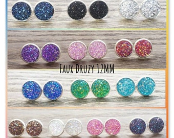 Silver Plated Druzy Earring Studs, Hypoallergenic Earrings, Druzy Earrings, Shiny Earring Studs, Womens Studs, Stud Earrings, Earring Studs