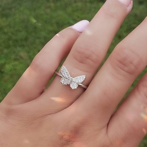 Silberfarbener Schmetterlingsring | Zierlicher Schmetterling Ring | Silber Schmetterling Ring | Silber Ring | Geschenk für Tochter | Geburtstagsring
