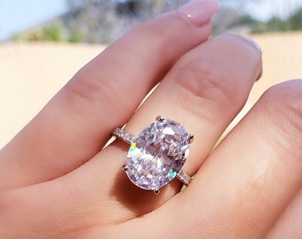 5 Carat Oval White Sapphire Cubic Zirconia Ring Engagement Ring