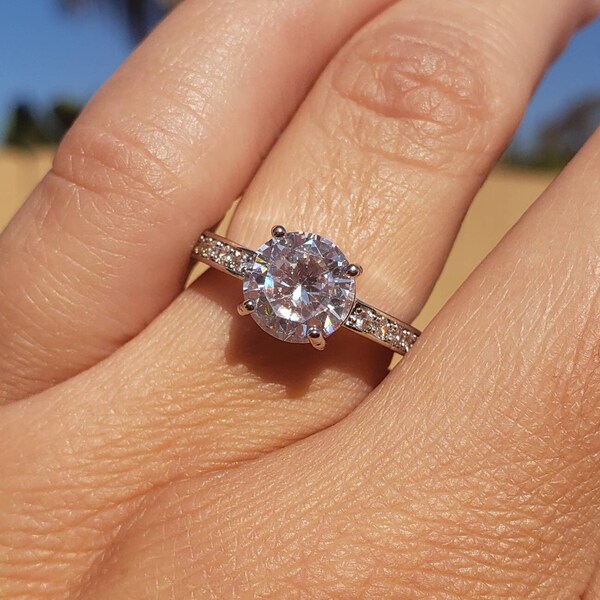 Cubic Zirconia Engagement Ring Etsy