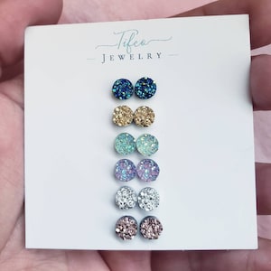 Stud Earrings, Druzy Earrings, Hypoallergenic Earrings, Earring Set, Dainty Earrings, Gift for Her, Teen Jewelry, Kids Jewelry