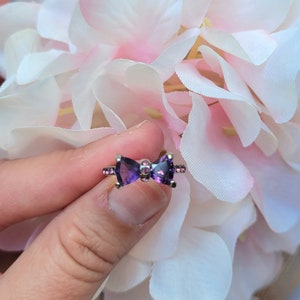 Amethyst Bow Tie Little Girls Ring, Gift for Daughter, Kids Ring