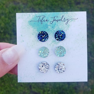 Hypoallergenic Druzy Earrings, 10MM Druzy Earring Set, Druzy Studs, Silver Druzy Earring, Jewelry Gift Set, Women&#39;s Studs, Small Studs