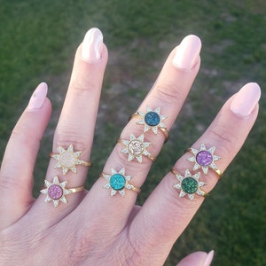 Druzy Star Ring, 18K Gold Druzy Ring, Dainty Ring, Star Ring, Stone Ring, Crystal Ring, Statement Ring, Cubic Zirconia Ring, Minimalist