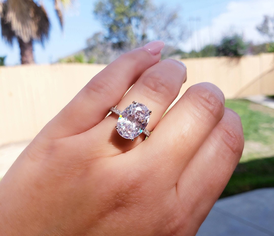 5 Carat Oval White Sapphire Cubic Zirconia Ring Engagement Ring Wedding Ring Promise Ring Cubic Zirconia Ring Anniversary Ring Etsy