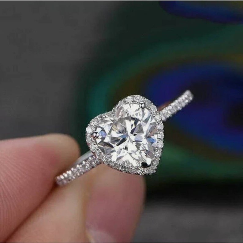 Cubic Zirconia Heart Ring Cubic Zirconia Ring Promise Ring Etsy