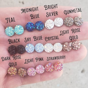 Choose Any 4! 8MM Hypoallergenic Earrings, Druzy Earring Studs, Bridesmaids Earrings, Earring Gift Set, Earrings Studs, Small Studs