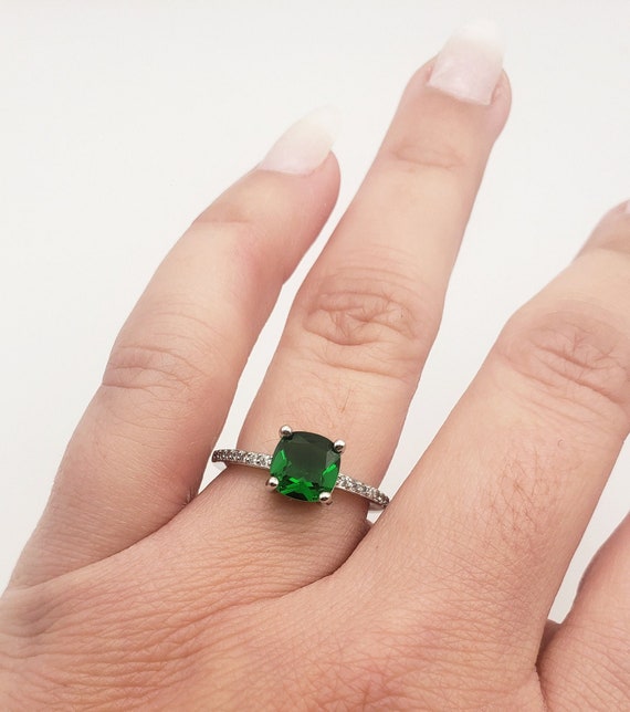 Dainty Emerald Ring, May Emerald Ring, May Birthstone Ring