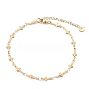 18K Gold Cross Anklet | Gold Cross Anklet | Gold Anklet | Cross Jewelry | Christian Jewelry Gift | Gift for Her | Religious Jewelry