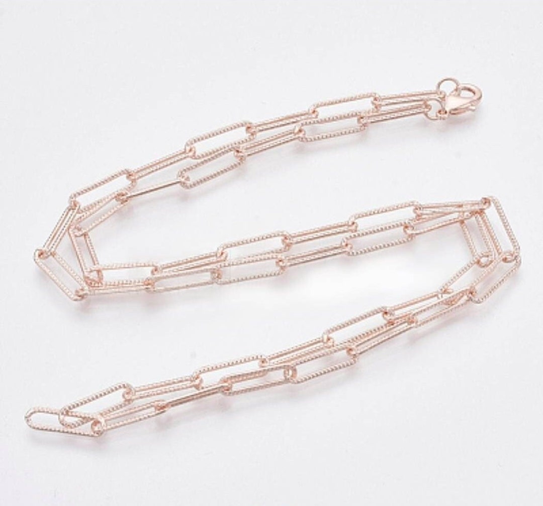 Rose Gold Paperclip Chain Necklace, Dainty Paper Clip Necklace for