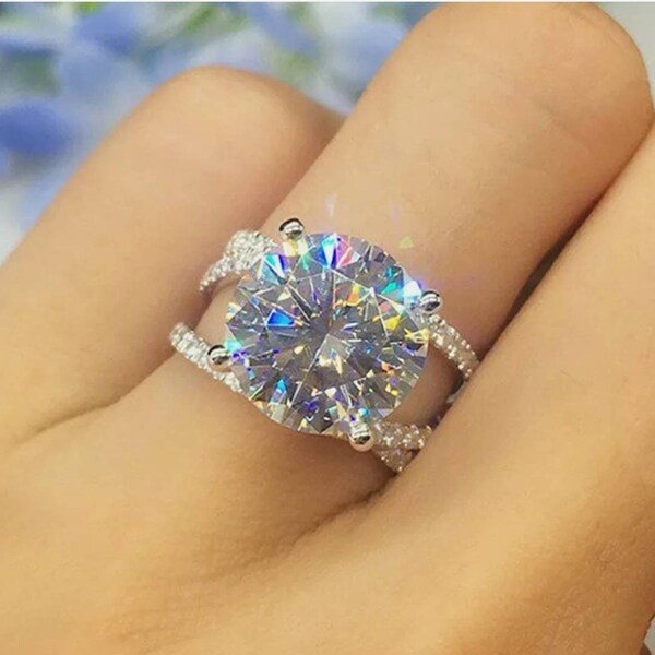 Cubic Zirconia Engagement Ring Etsy