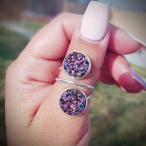 Purple Rainbow Druzy Ring 12mm | Druzy Statement Ring | Aurora Purple Druzy | Gift for Her | Birthday Gift | Beautiful Druzy Ring