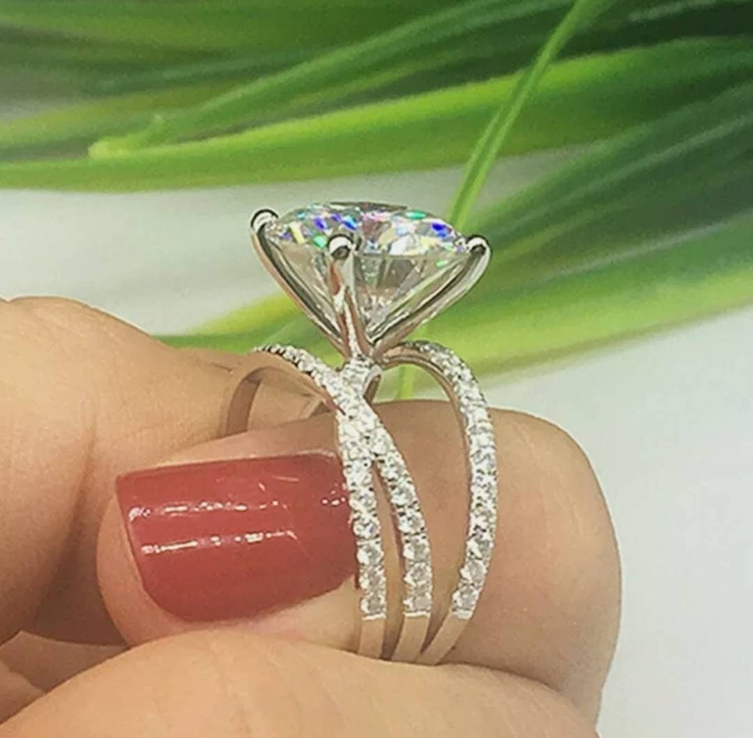 Cubic Zirconia Engagement Ring Silver Promise Ring Etsy