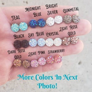 BUY 1 GET 1 FREE! Small Druzy Earring Studs 8mm, Hypoallergenic Earrings, Druzy Earrings, Druzy Studs, Bridesmaid Earrings, Dainty Studs