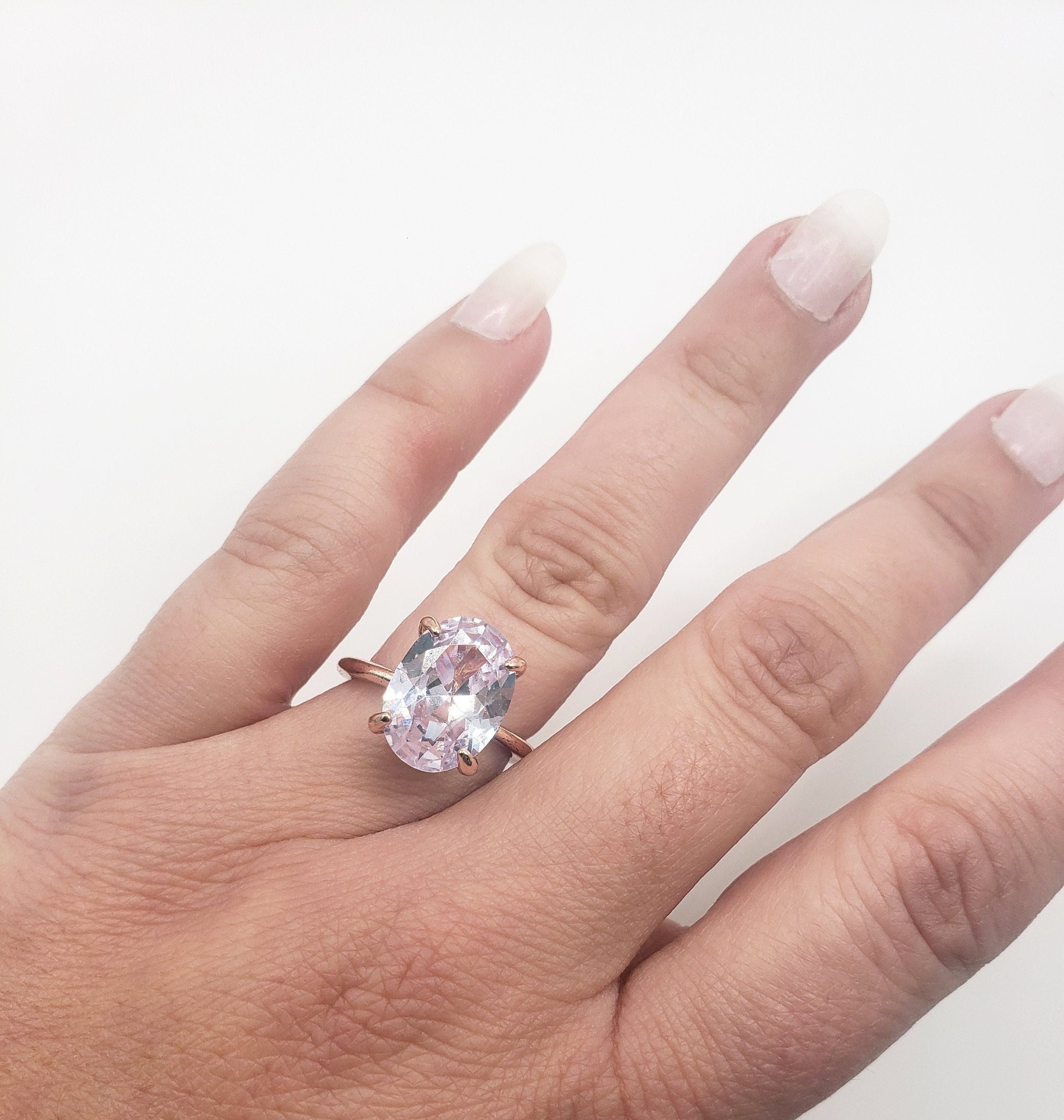 Fake Engagement Ring Rose Gold Etsy