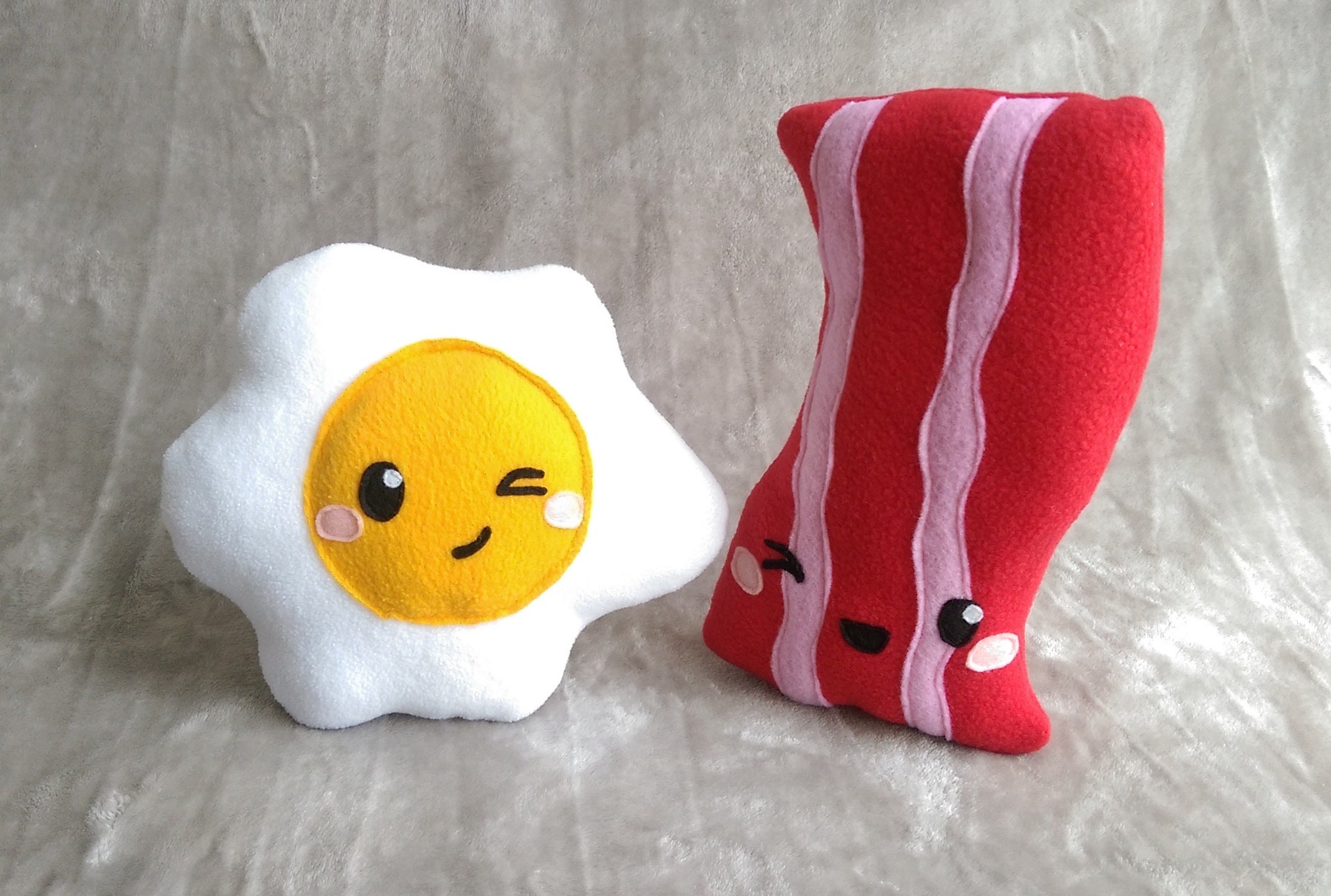 Bacon and Eggs toy plush breakfast kawaii breakfast Etsy