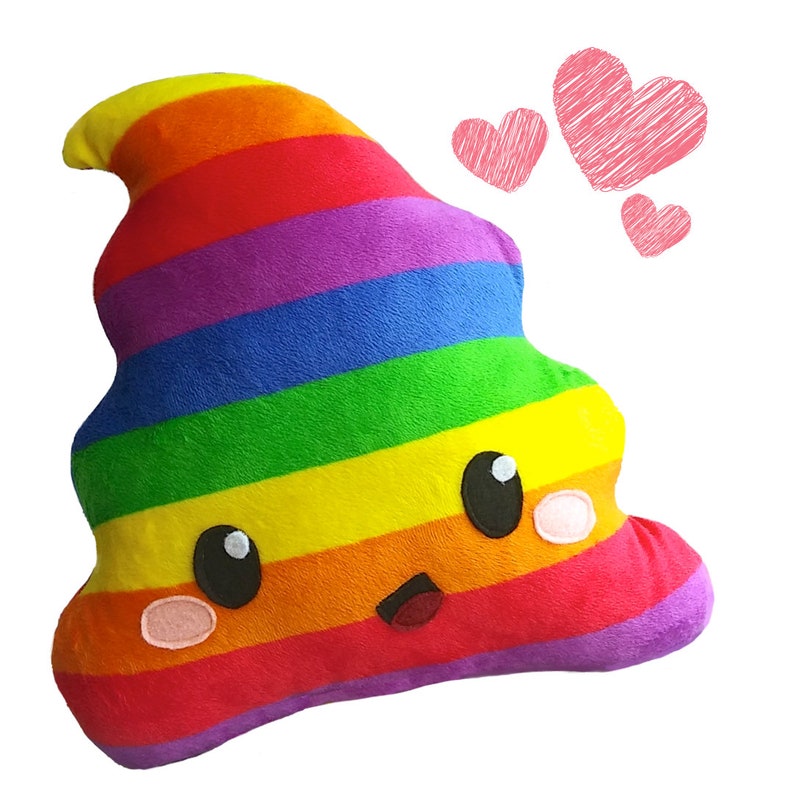 Rainbow unicorn poop pillow cushion plush kawaii emoji | Etsy