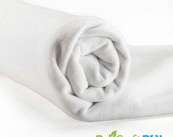 May include: A white, rolled-up waterproof fabric. The fabric is soft and plush, and it is made from eco-friendly materials. The fabric is labeled "ProSoftPUL Eco-friendly Waterproof Fabrics".