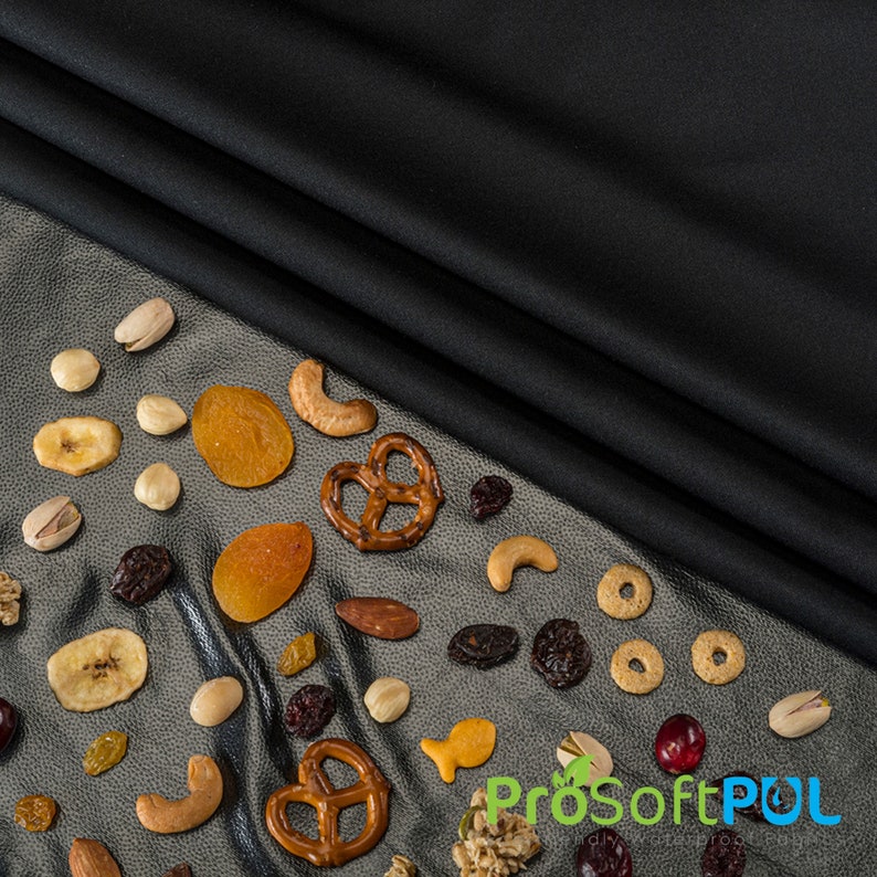 ProSoft FoodSAFE® Certified Waterproof PUL Fabric W-396 W-397 W-580 Made in USA Sold by Yard Eco-Friendly Laminate Lining Black