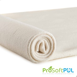 May include: A rolled-up, off-white fabric roll. The fabric is thick and appears to be a soft material. The logo "ProSoftPOL" and the text "Eco-friendly Waterproof Fabrics" are visible in the lower right corner.