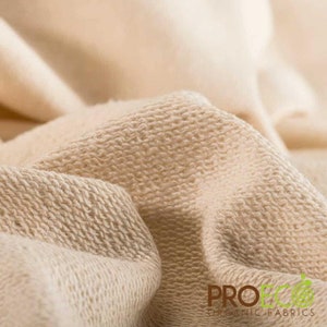 ProECO® Super Heavy Organic Cotton French Terry Silver Fabric (W-587) (W-590) (Made in USA, sold by the yard)