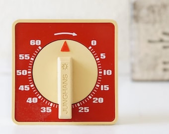 JUNGHANS Red and Off White Mid Century Egg Timer, West Germany