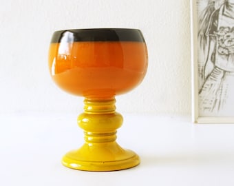 Orange, Yellow and Brown Mid Century Planter / Goblet, West German Pottery