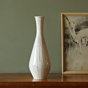 ES KERAMIK White, Black and Green Mid Century Vase, West German Pottery