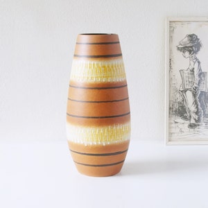 SCHEURICH, XL Brown and Yellow Mid Century Vase, West German Pottery