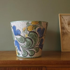 RUSCHA, XL Mid Century Planter, Colorful Flower decor, West German Pottery