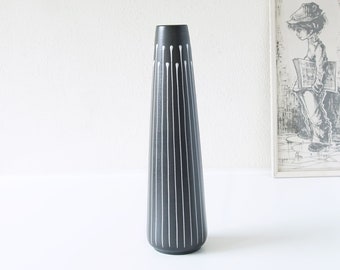 RUSCHA Tall Black and White Mid Century Vase, &quot;Graphics&quot; Series,  West German Pottery