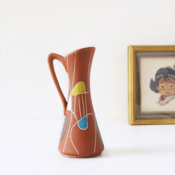 BAY KERAMIK Colorful Mid Century Vase, decor "Brasil",  West German Pottery