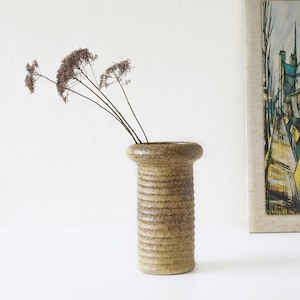 VEST Keramiek Large Beige and Brown Mid Century Vase, Dutch Pottery