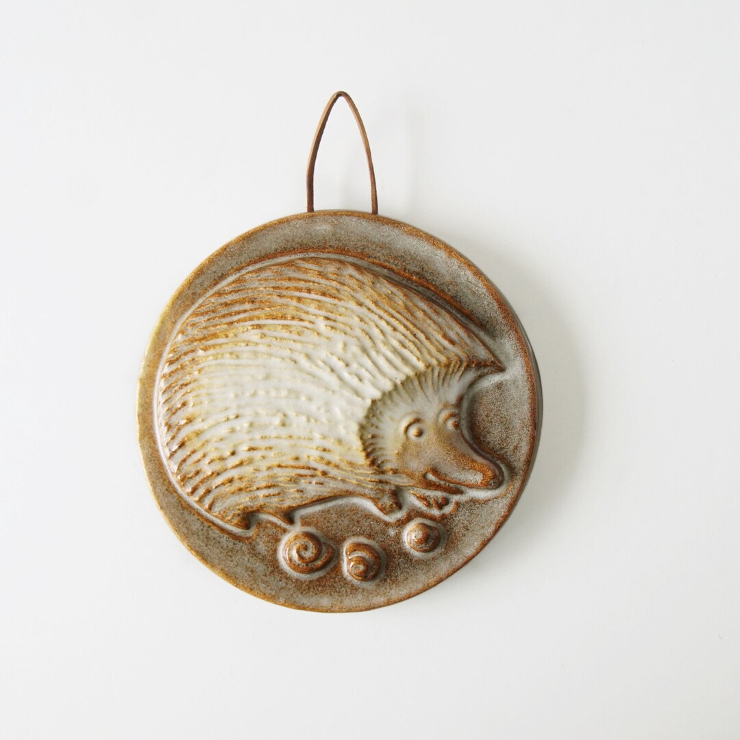 STEULER Mid Century Ceramic Wall Plate, Hedgehog Decor, West German