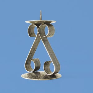 Brutalist Metal Candlestick Holder | Mid Century 60s Vintage MCM Candle Stand