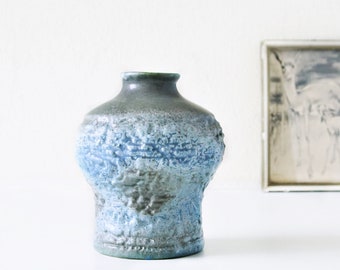 MATT CAMPS Blaue und graue Mid Century Vase, Holländische Keramik