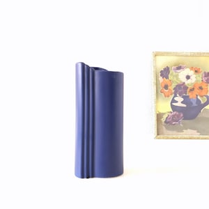 ASA Navy Blue Vintage Vase, Abstract Shape, West German Pottery