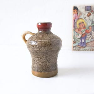 STREHLA Brown and Red Mid Century Vase, East German Pottery