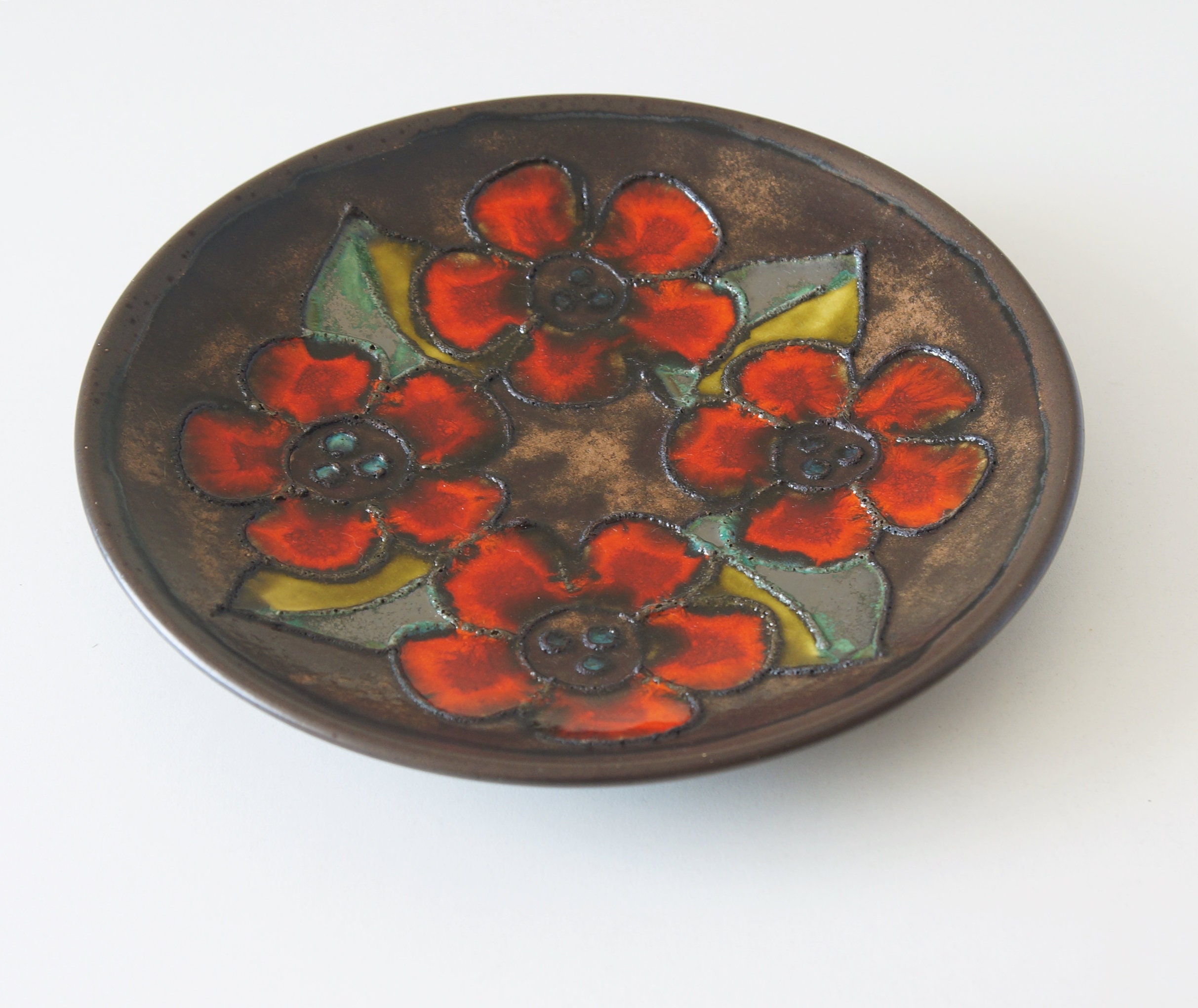 工芸品 Vintage Ruscha Fat Lava Wall Plate Ruscha Leaf Wall Plate - 717/2 - WGP - Vintage Retro - West