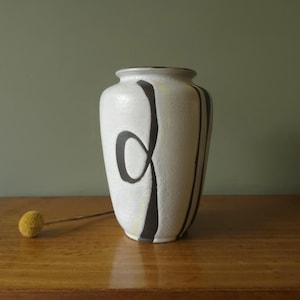 CARSTENS, Mid Century Vase, Yellow & Black Decor, West German Pottery