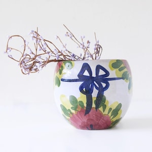 MAREI Mid Century Planter, Colorful Floral decor, West German Pottery