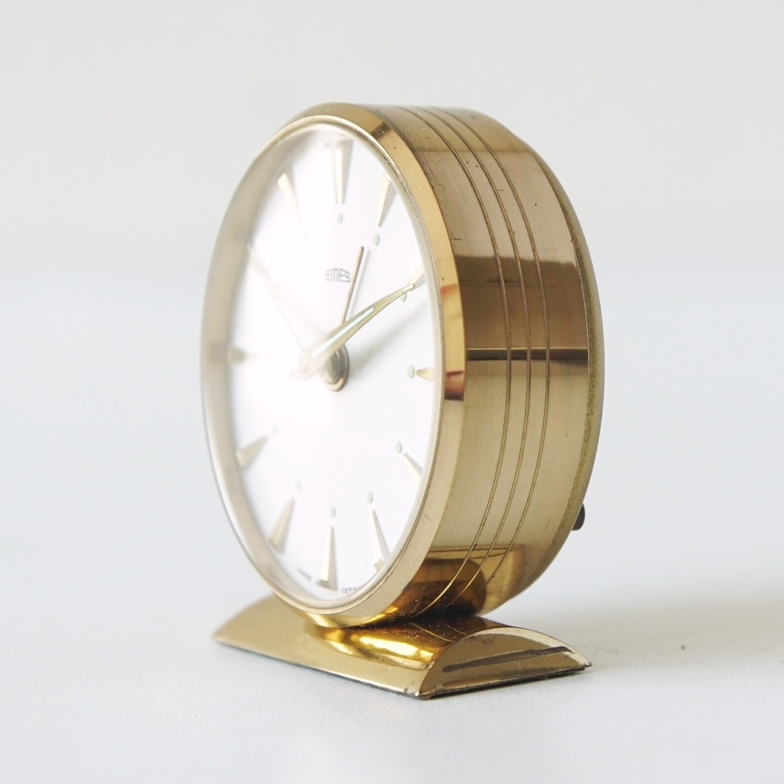Small Mid Century Desk Clock in Brass by Emes black case. Etsy