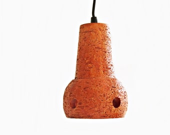 Orange Mid Century Pendant Light, Hanging Lamp, Dutch Pottery