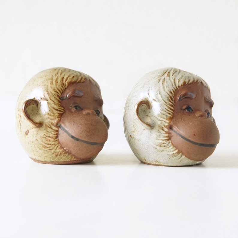UCTCI, Mid Century Salt and Pepper Shakers, Monkey Figurines, Japan image 2