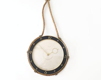 Kienzle Art Deco Heinrich Möller Metal Wall Clock with Rope, Germany