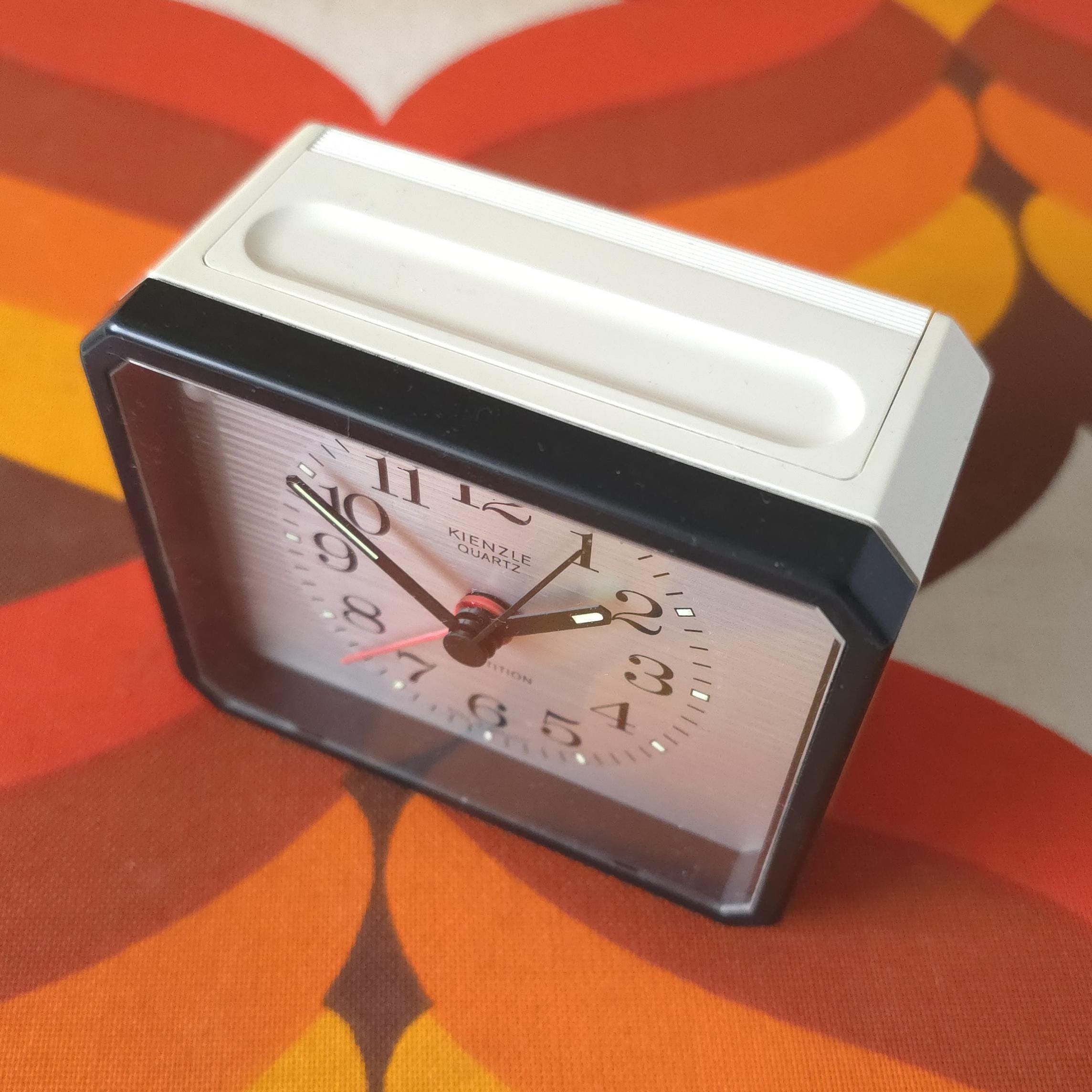 KIENZLE off White, Silver and Black Mid Century Alarm Clock, Made