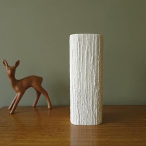 THOMAS White Rectangular Mid Century Bisque Porcelain Vase, Relief decor,  Germany