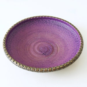 Large Purple Mid Century Bowl, Tree Bark decor, Dutch Pottery image 6