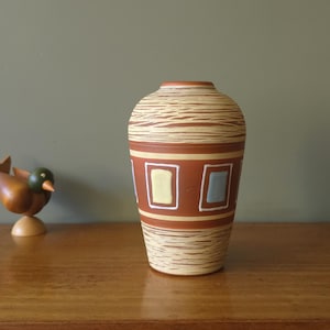 Vaso SAWA di metà secolo – Ceramica tedesca occidentale anni '50 – Design astratto a sgraffito – Decorazione vintage colorata